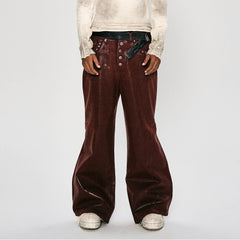 FLYERRER Waxed Spliced Studded Flared Pants