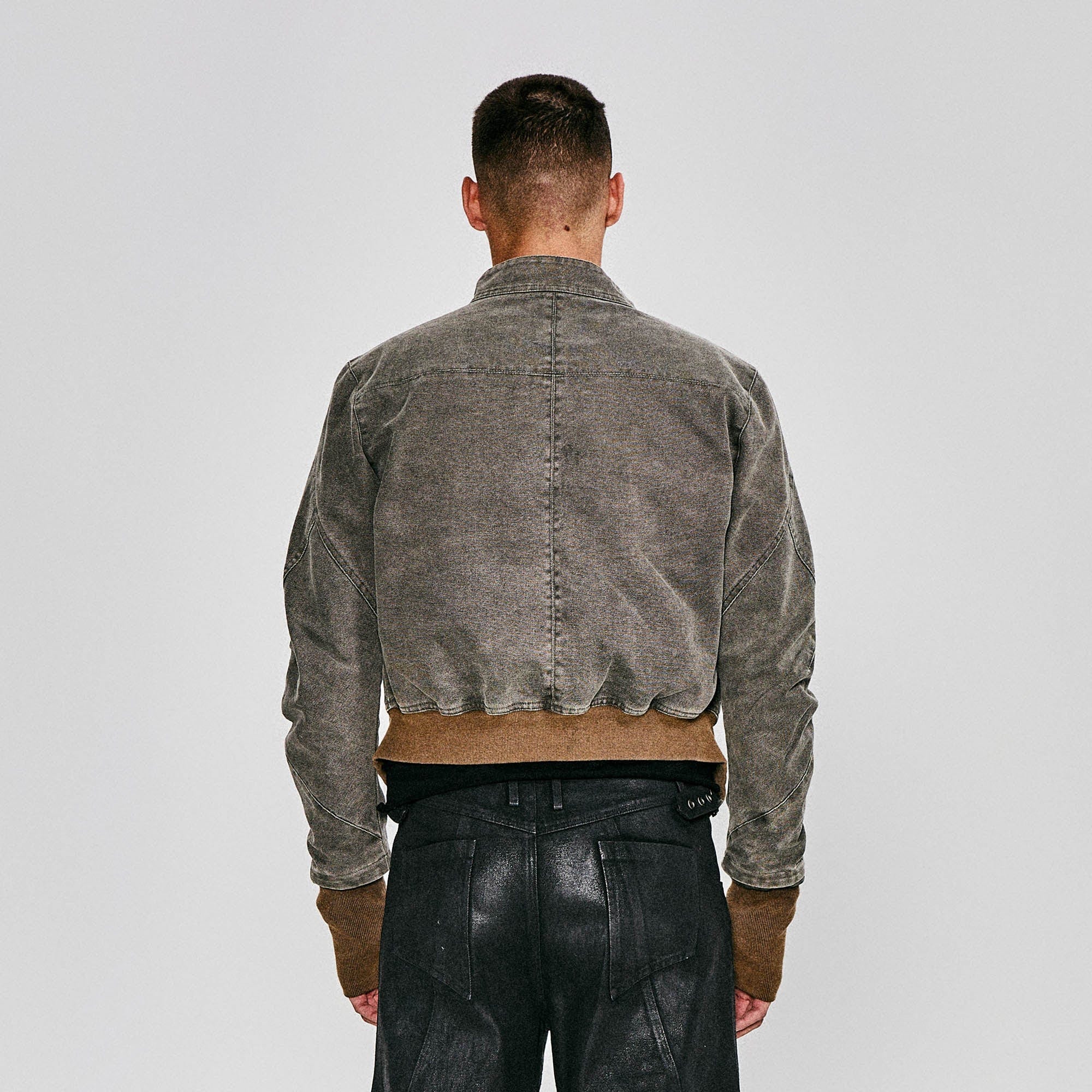FLYERRER Asymmetrical Distressed Cropped Denim Jacket