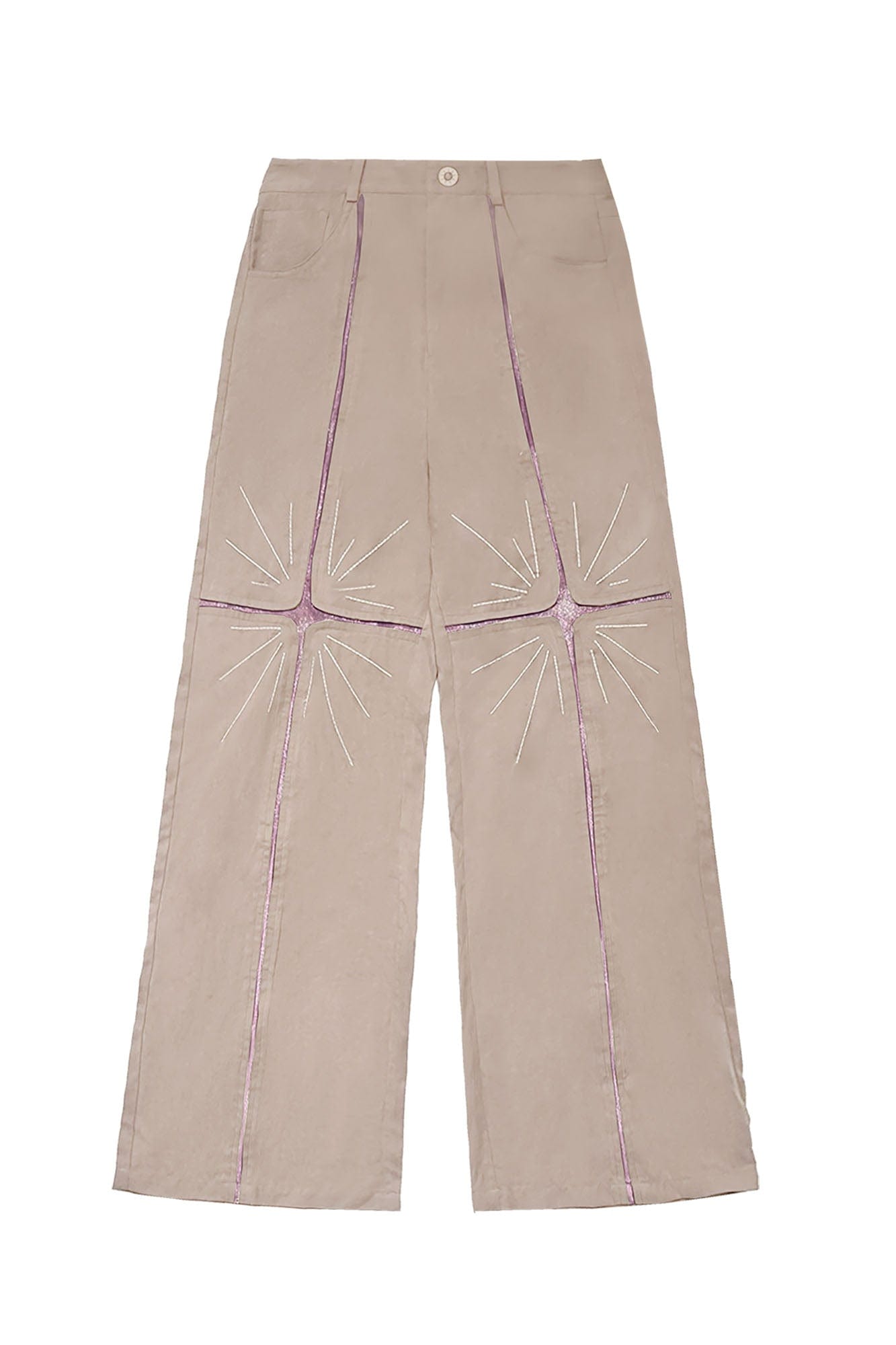 OIPWORD Middle Radiant Star Panel Wide-Leg Pants