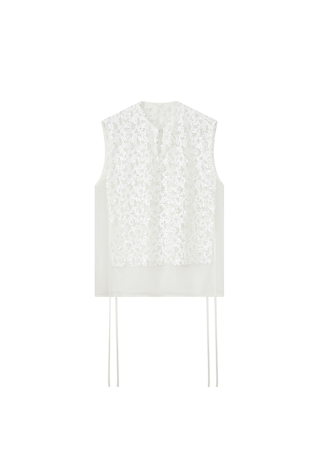JIECHI Sequin Lace Sheer Layered Vest
