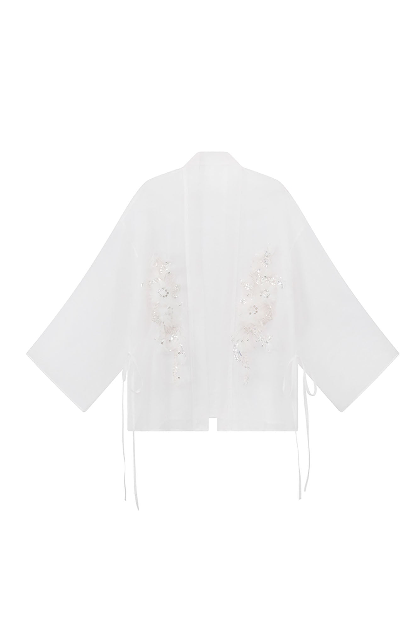 JIECHI Feathered Sequin Sheer Kimono Jacket