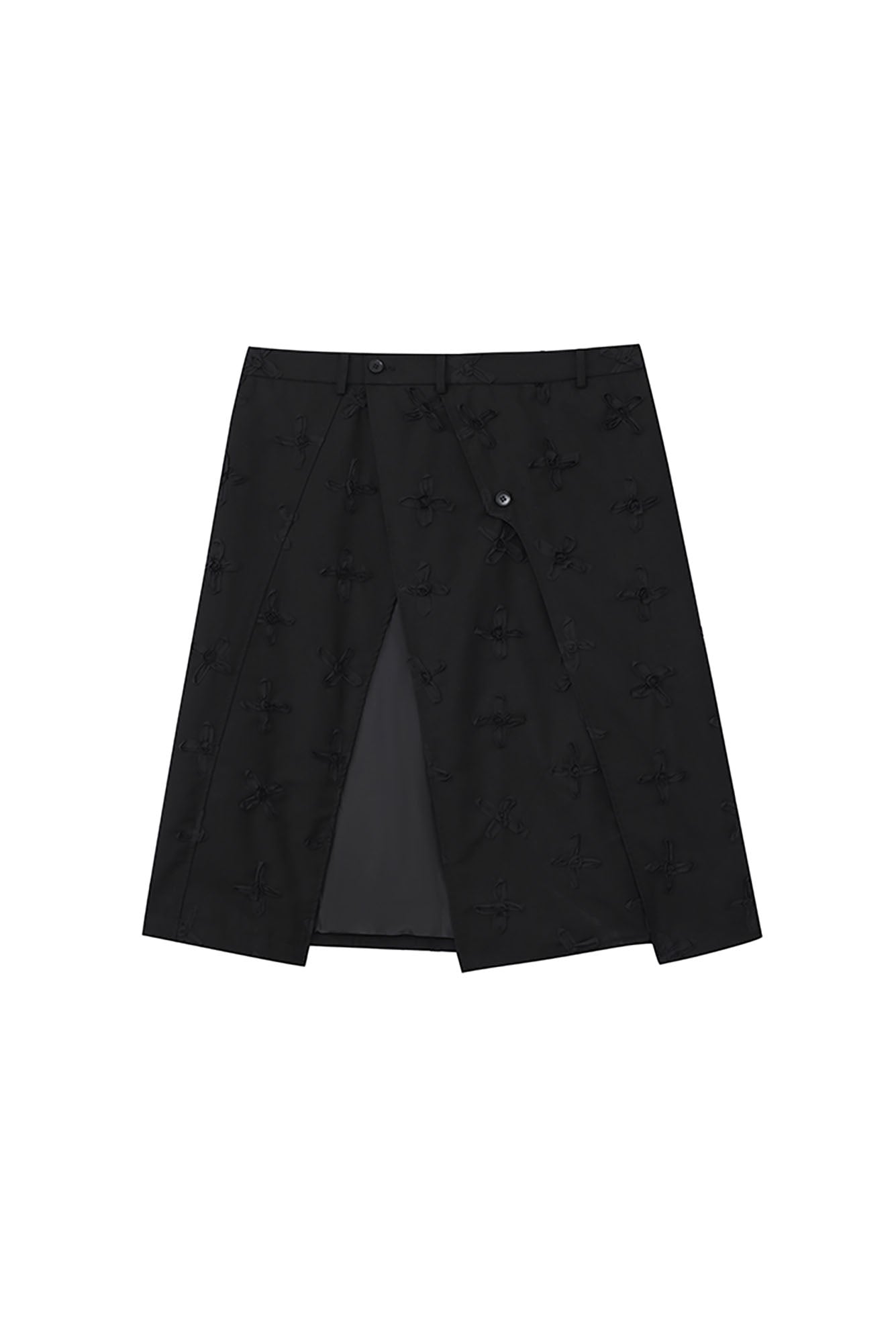 JIECHI Asymmetrical Bow Embroidery Slit Skort