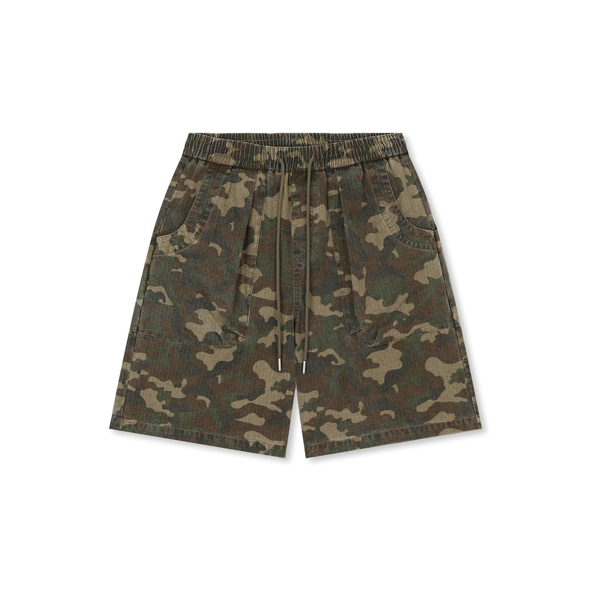 BONELESS Camo Grid Pleated Drawstring Shorts