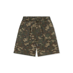 BONELESS Camo Grid Pleated Drawstring Shorts