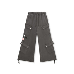 BONELESS Star Patchwork Drawstring Wide-Leg Cargo Pants
