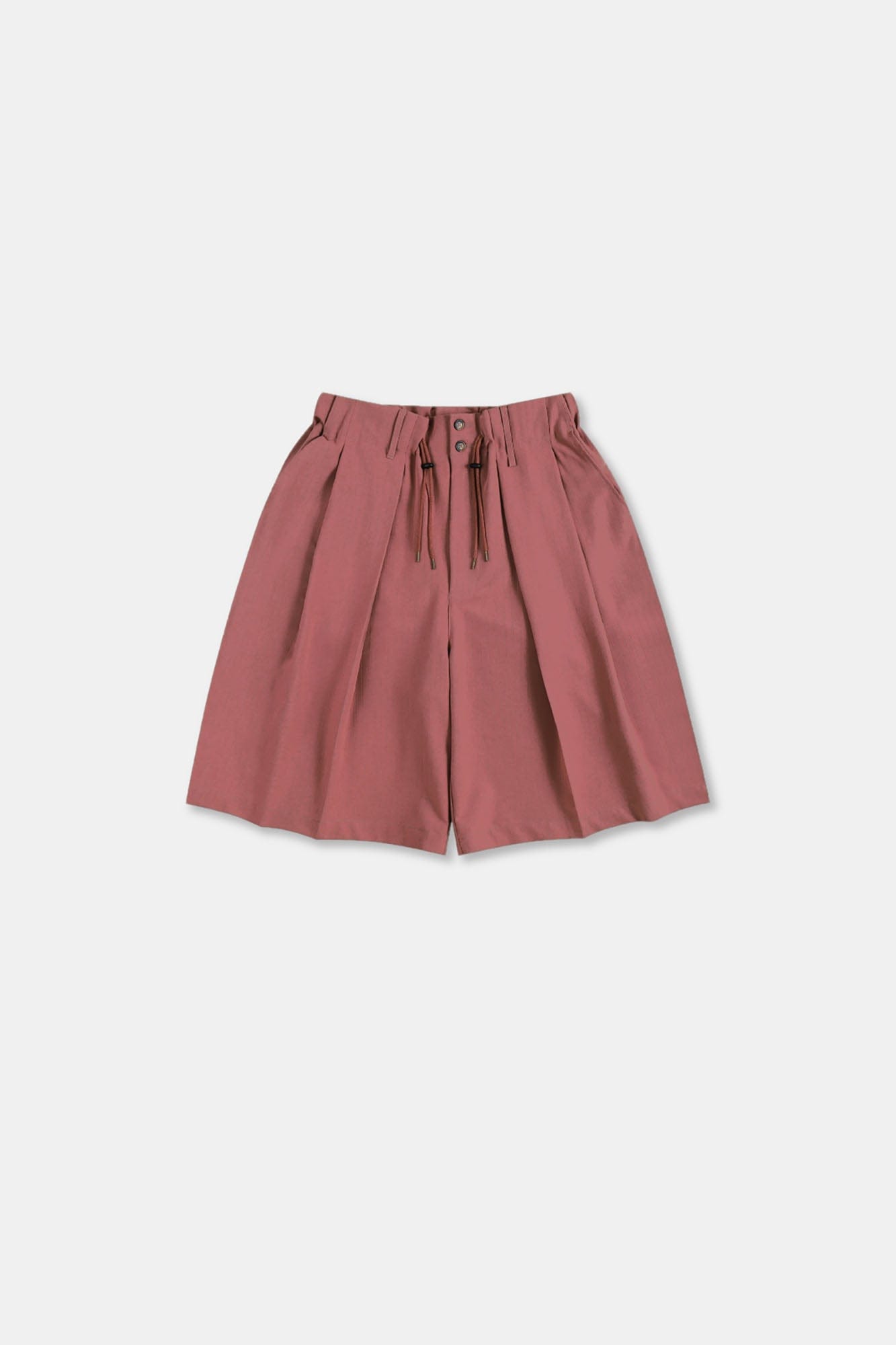 UNLIMITED MOTE Pleated Wide-Leg Drawstring Shorts Rose Pink
