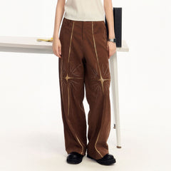 OIPWORD Middle Radiant Star Panel Wide-Leg Pants