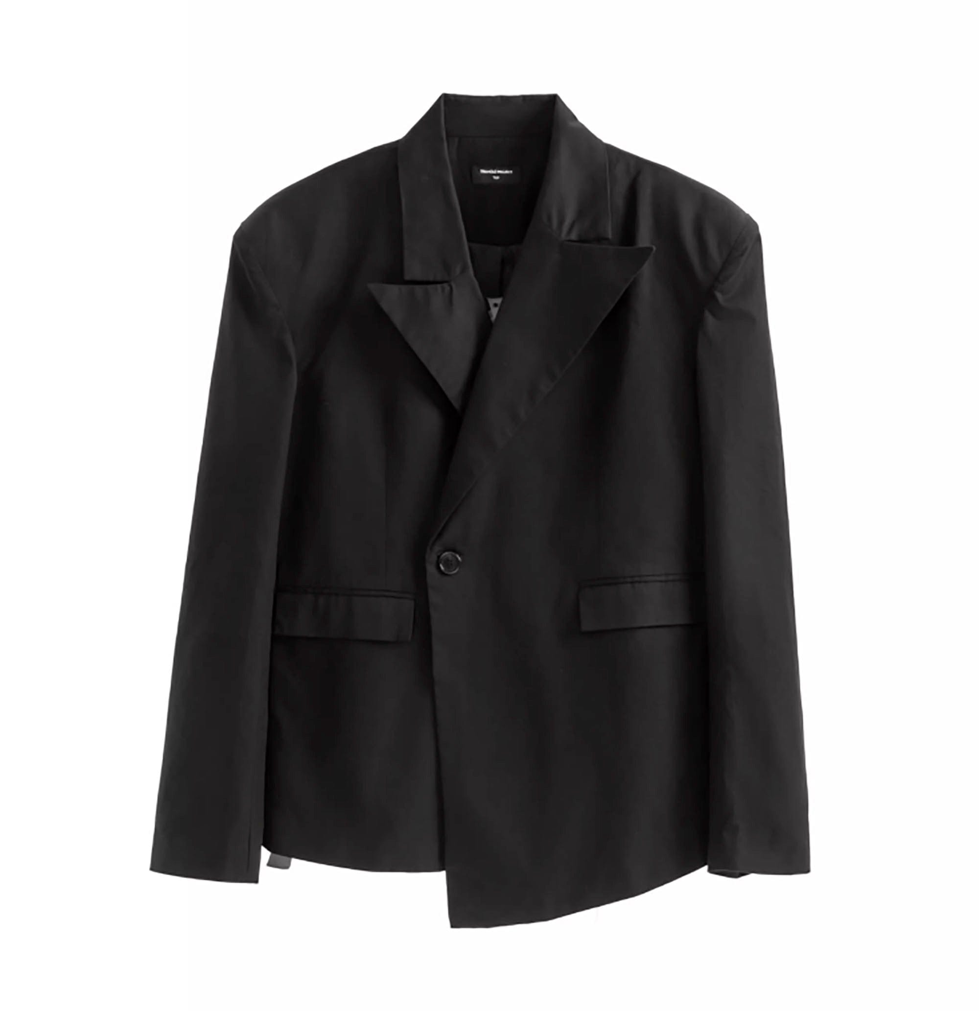 TRIANGLE PROJECT Asymmetrical Padded-Shoulder Oversized Blazer