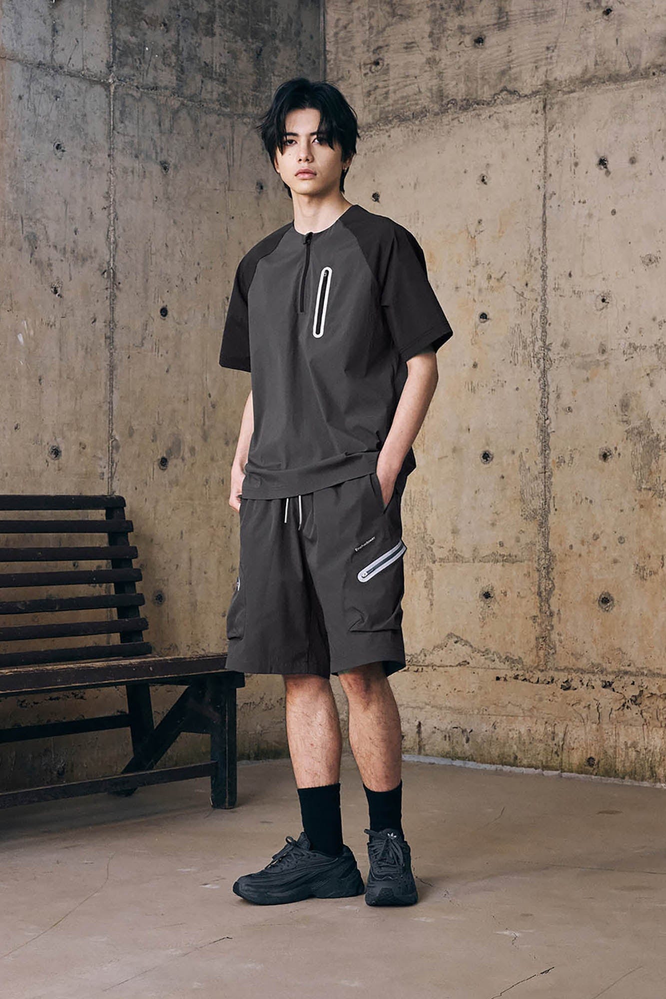 ENSHADOWER Contrast Raglan Half-Zip Quick-Dry T-Shirt