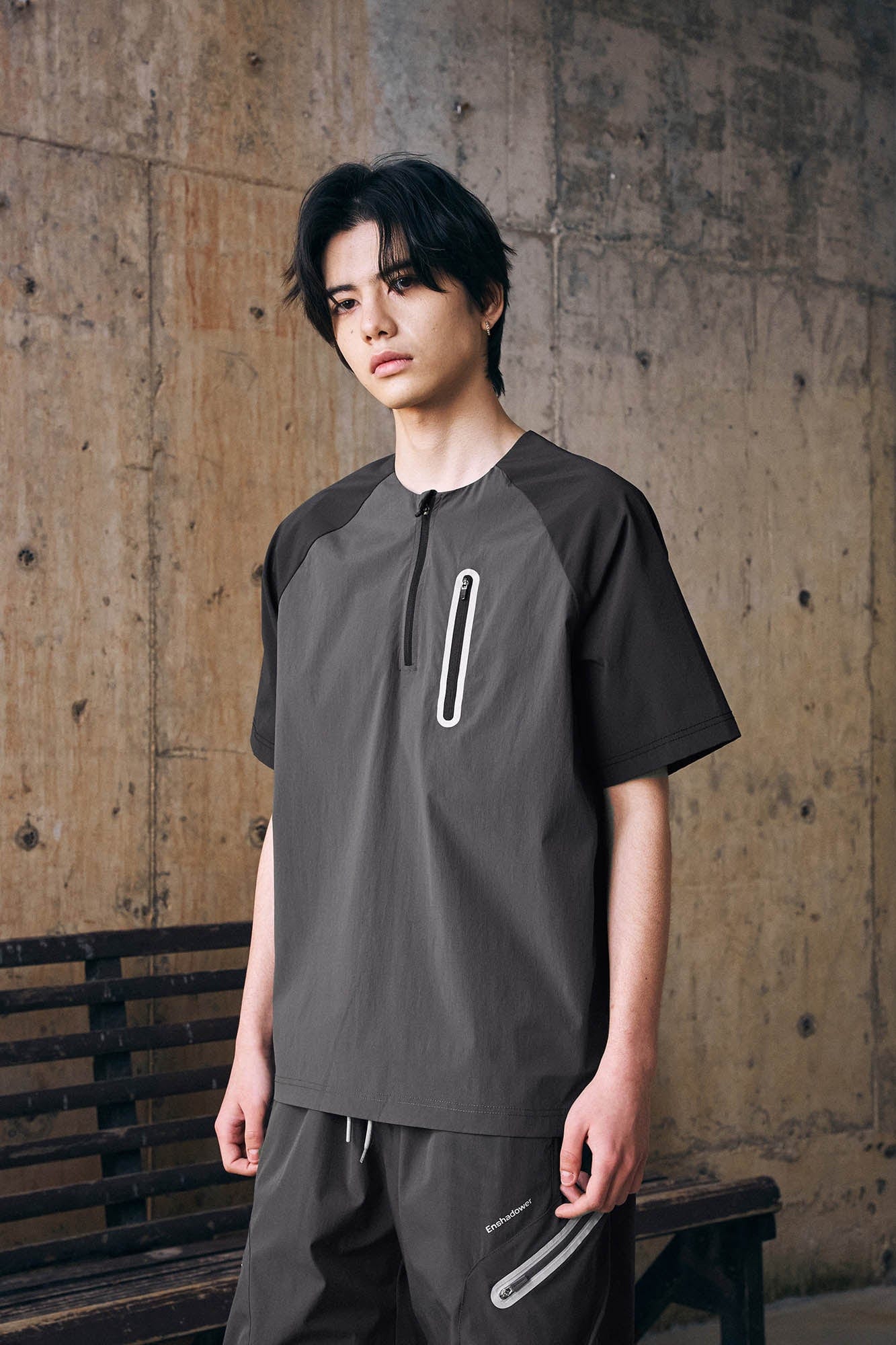 ENSHADOWER Contrast Raglan Half-Zip Quick-Dry T-Shirt