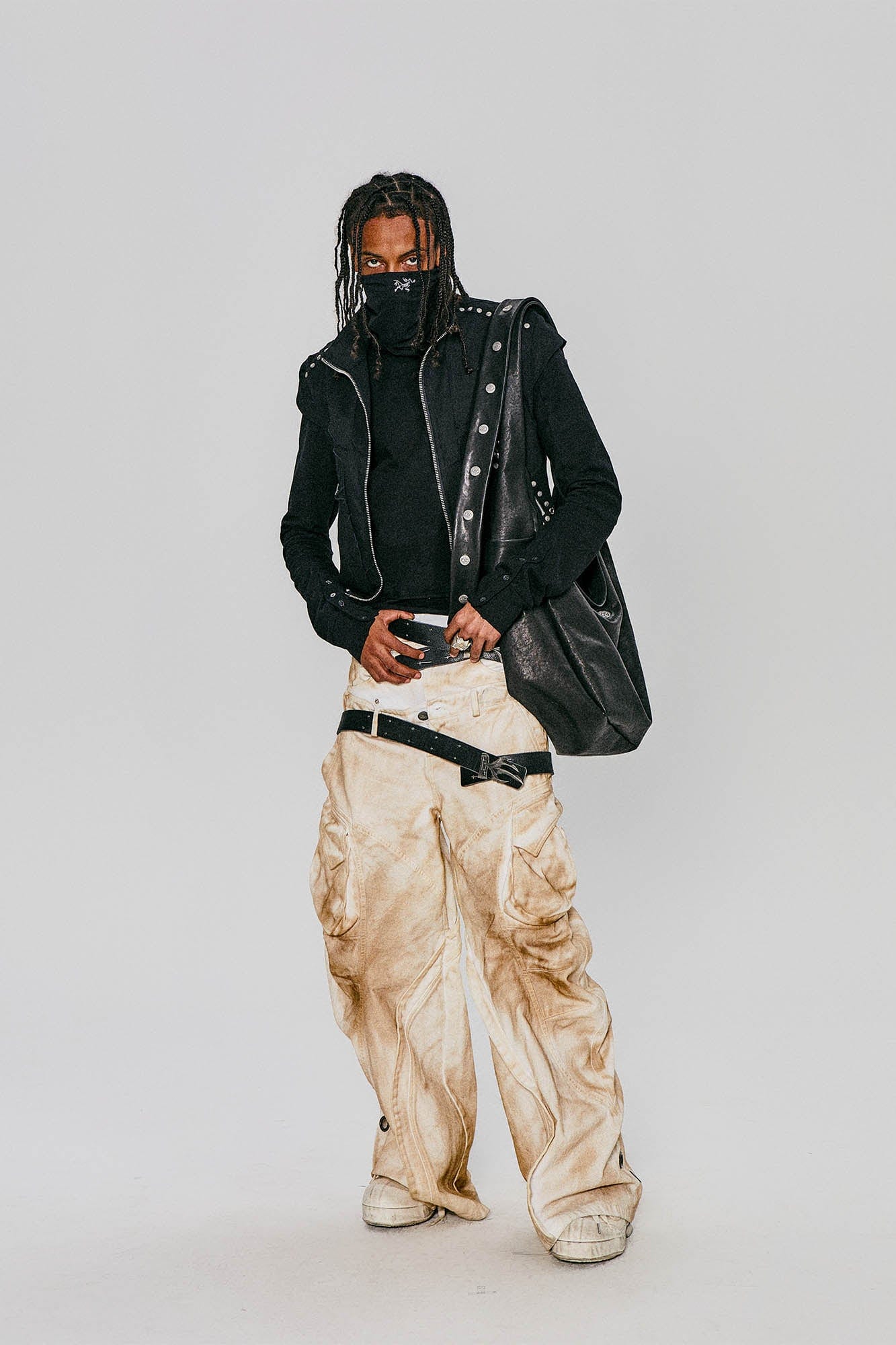 FLYERRER Studded Spliced Stand-Collar Zip-Up Vest