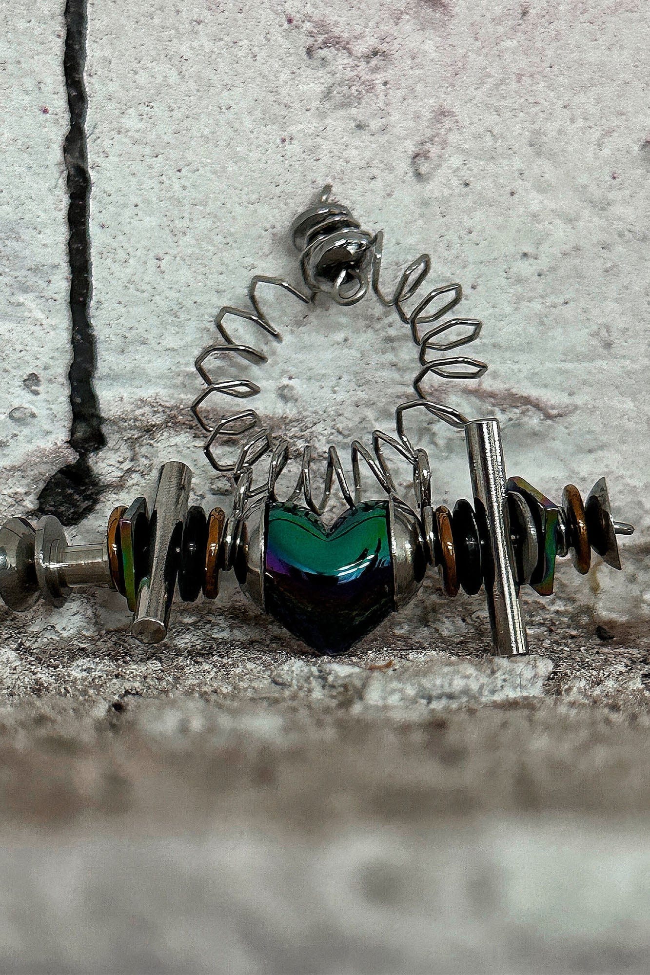 ILLUSORY Time Machine Neon Heart Spiral Coil Ring