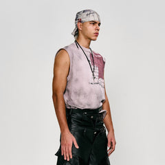 FLYERRER Distressed Cross Date-Print Sleeveless Tee