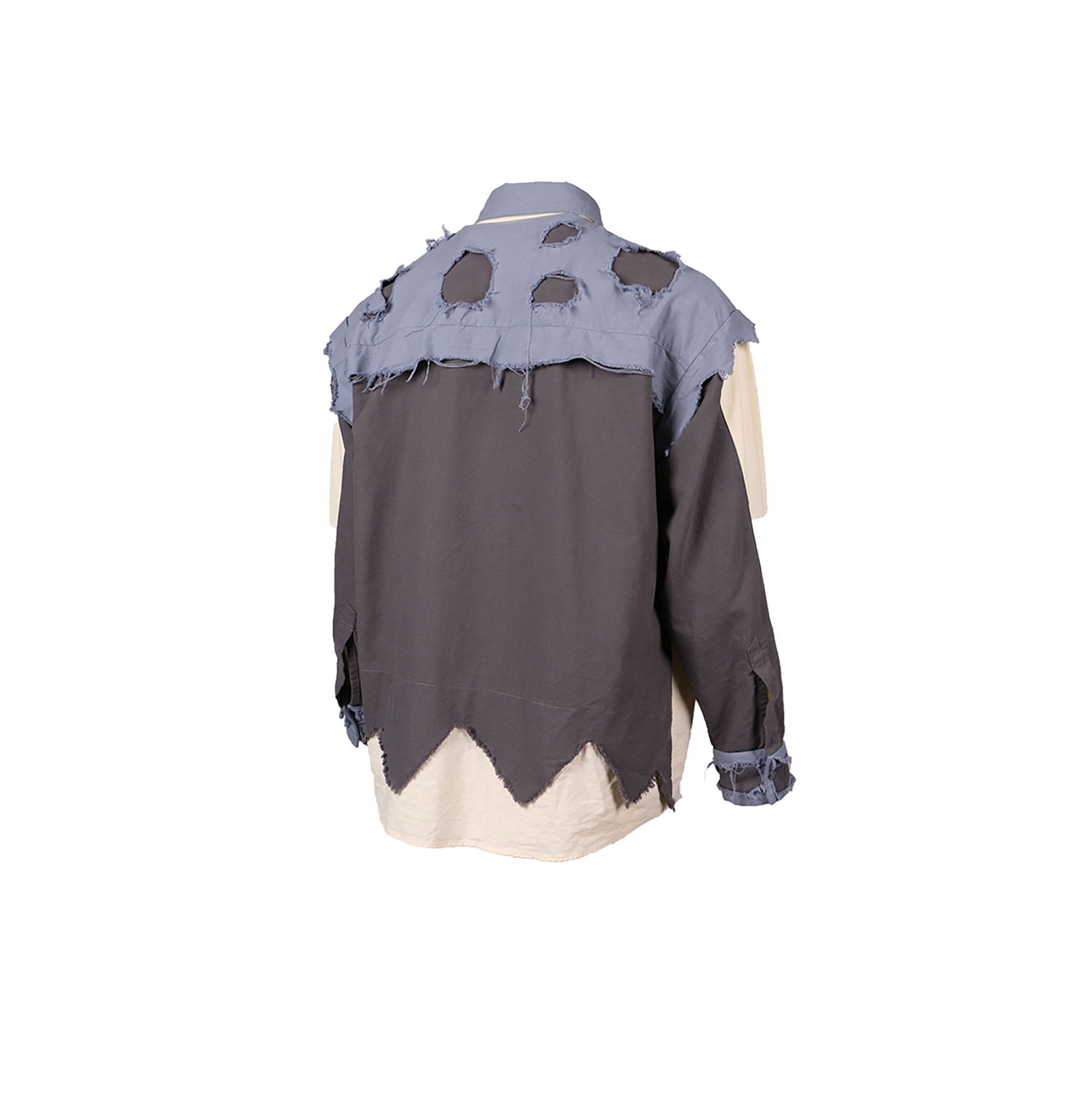 RELABEL Deconstructed Paneled Raw-Edge Frayed Shirt