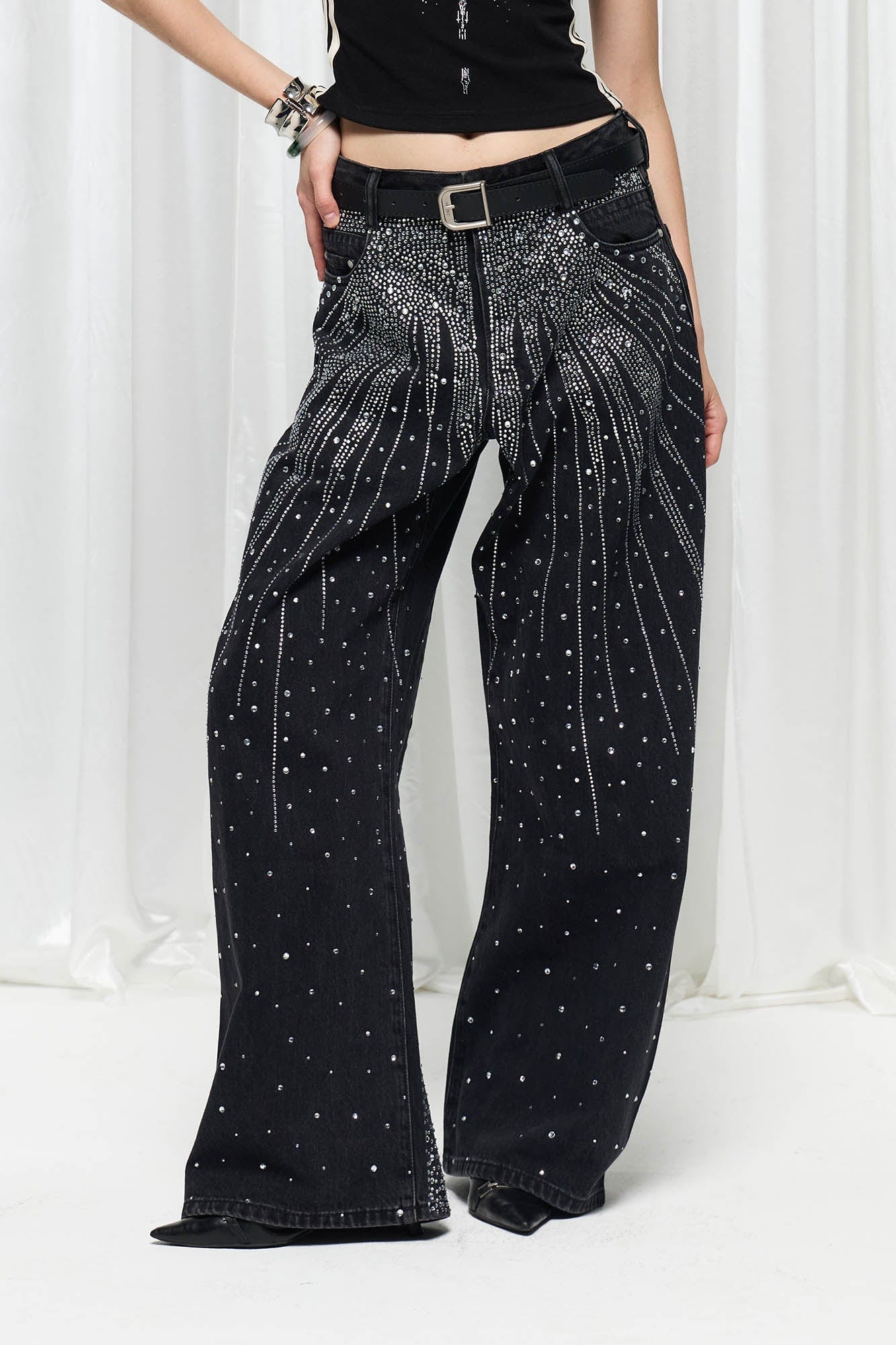 DND4DES×Faychui Radiant Diamond Wide-Leg Jeans