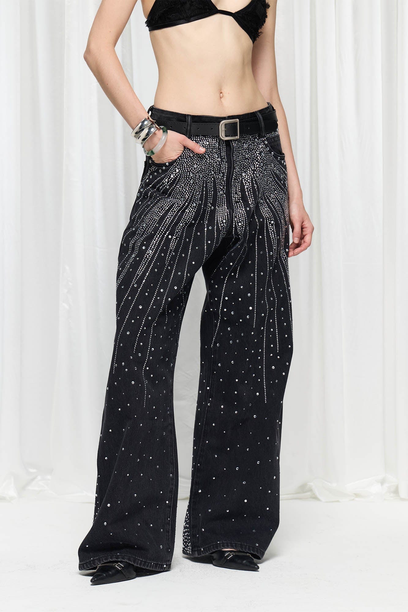 DND4DES×Faychui Radiant Diamond Wide-Leg Jeans