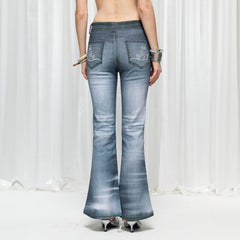 DND4DES×Faychui Swirl Pearl Faded Flared Jeans