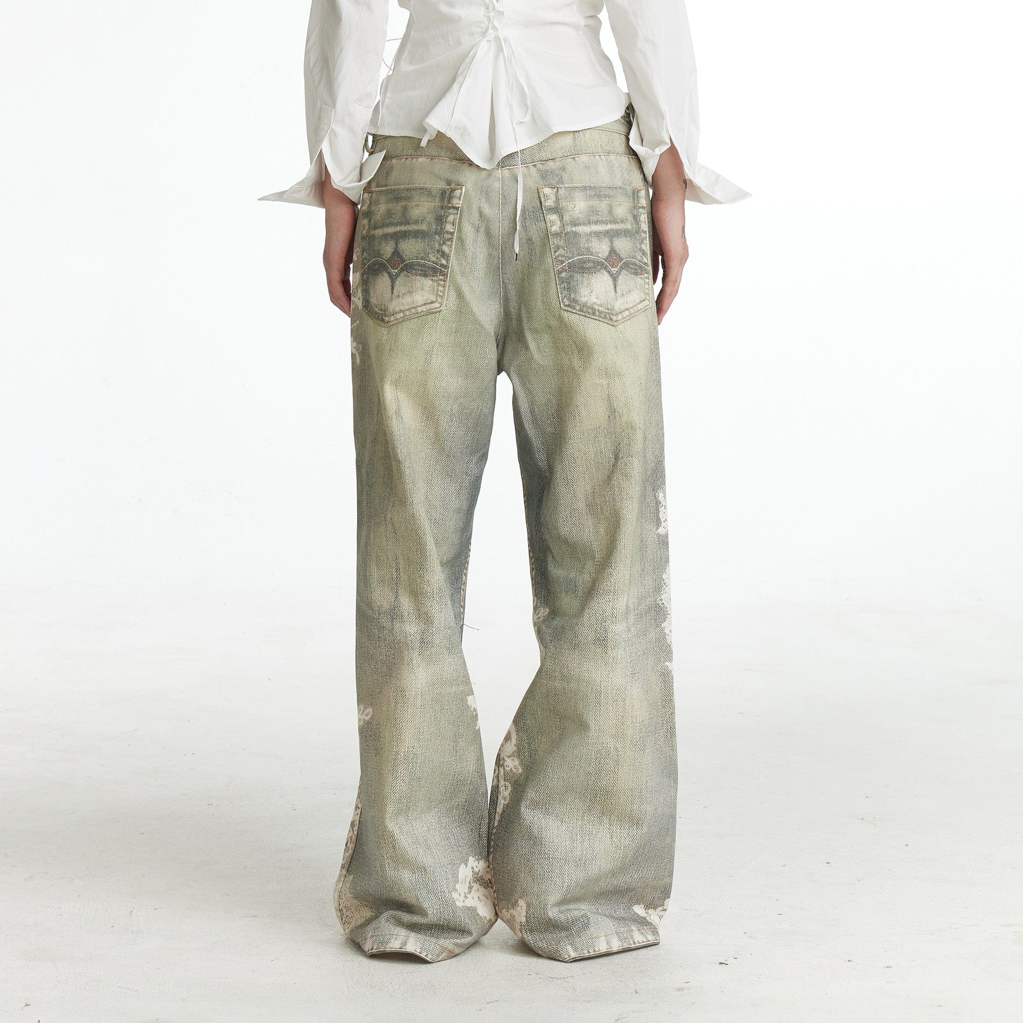 DND4DES×Faychui Distressed Gem&Lace Jeans
