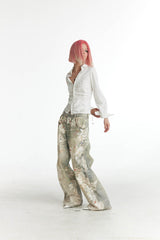 DND4DES×Faychui Distressed Gem&Lace Jeans
