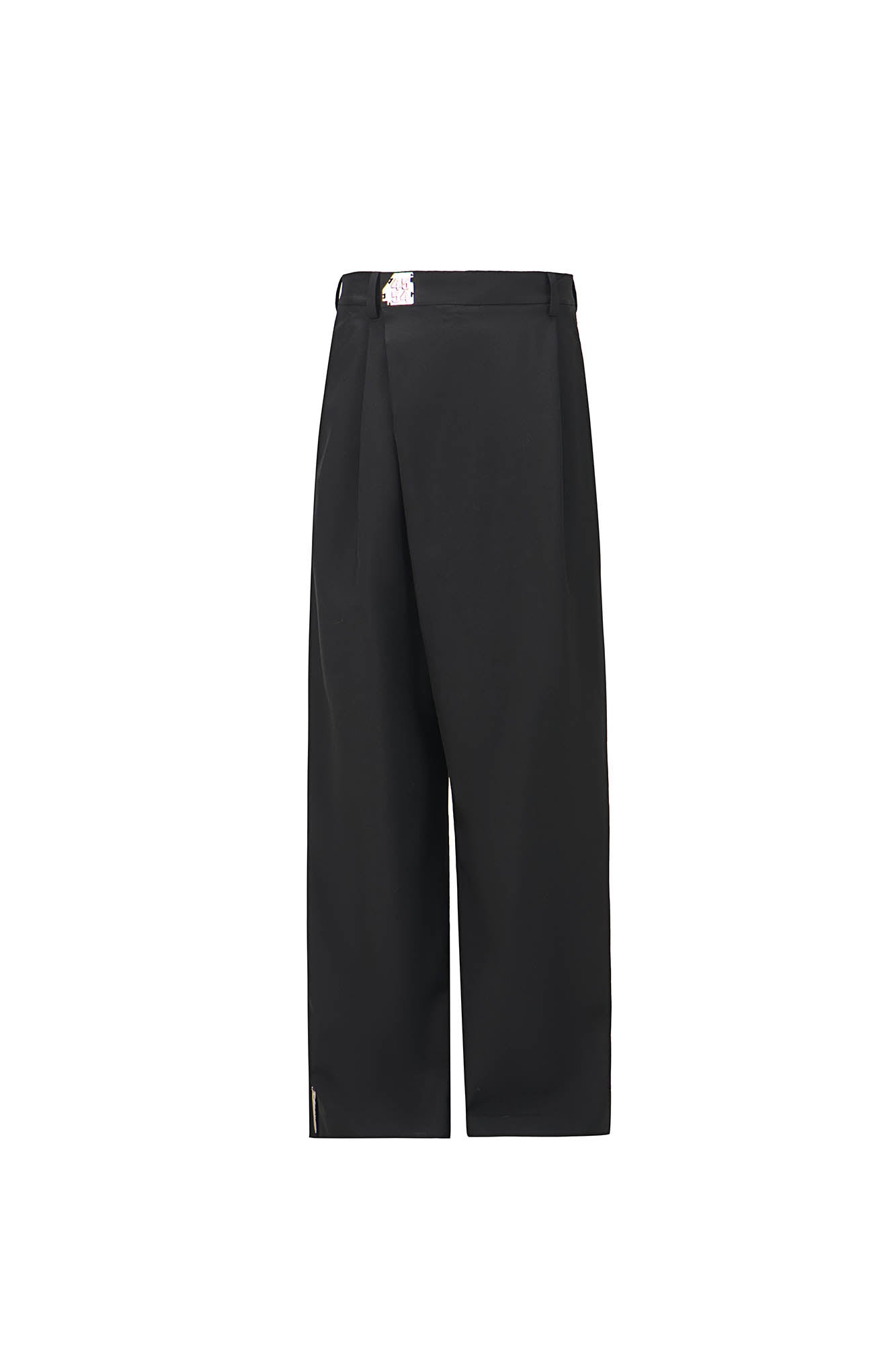 455EMBLE Side-Zip Asymmetrical PU-Pocket Pants