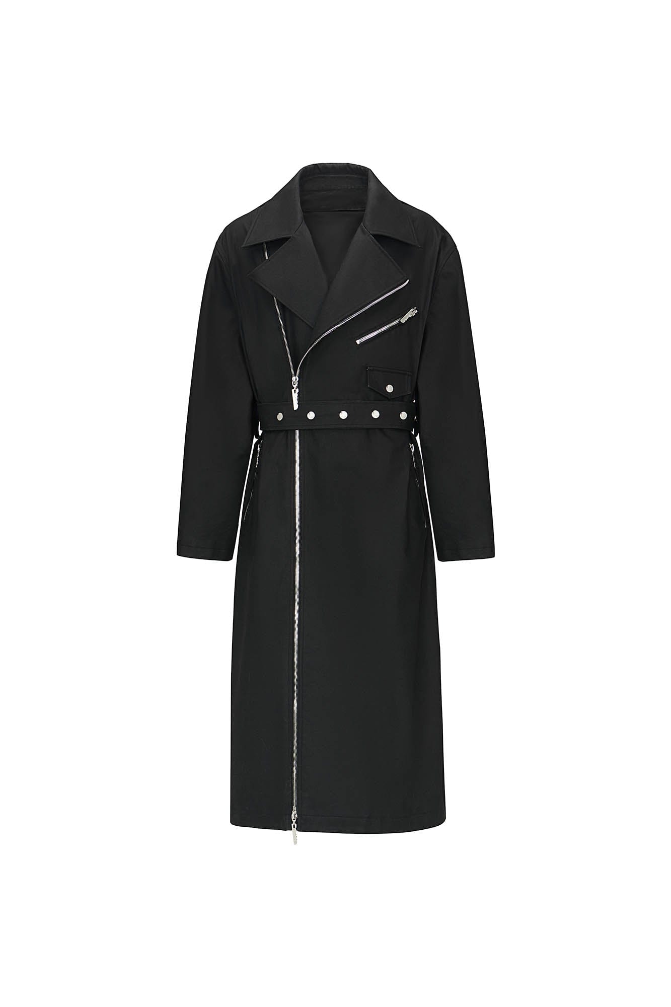 455EMBLE Snap-Fastener PU Trench Coat