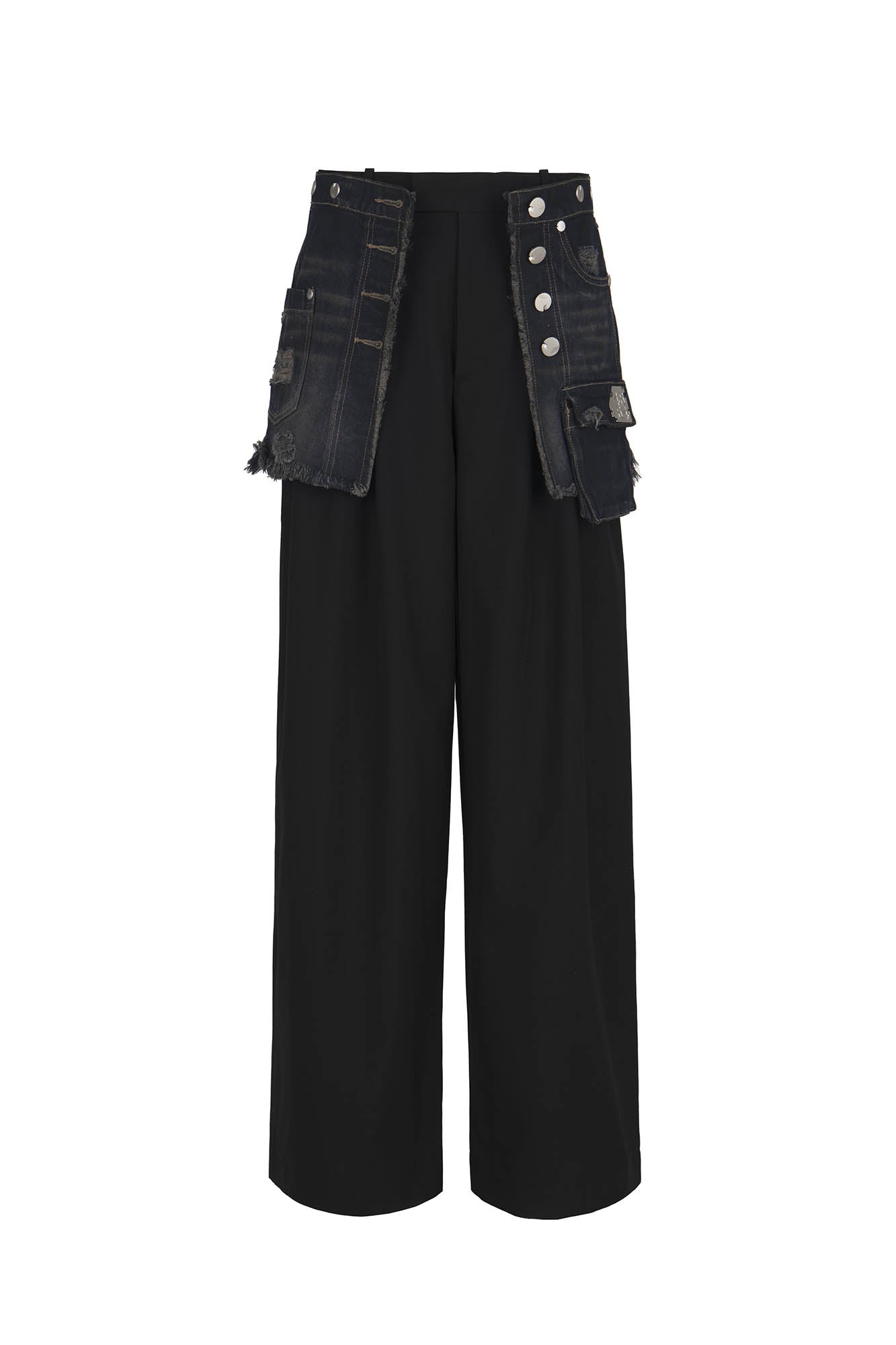 455EMBLE Detachable Frayed Waistband Washed Jeans