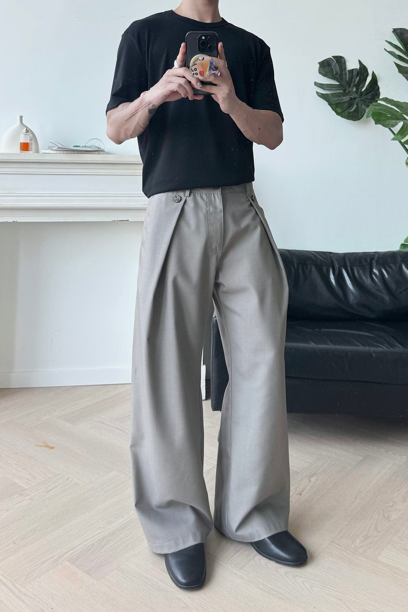 KREATE Inverted Pleats Wide-Leg Trousers