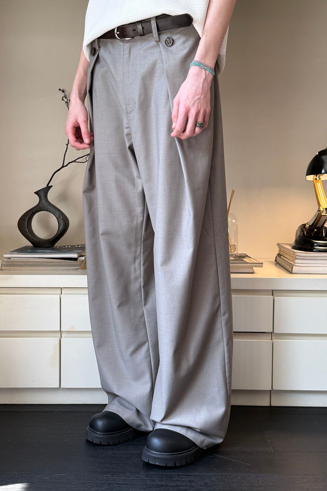 KREATE Inverted Pleats Wide-Leg Trousers