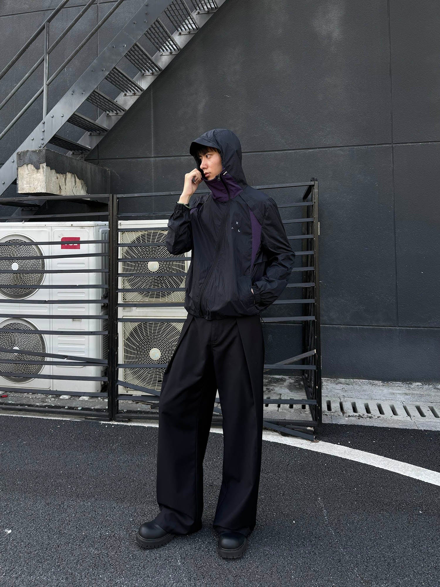 KREATE Asymmetrical Zip Mesh-Paneled UV Protection Hooded Jacket