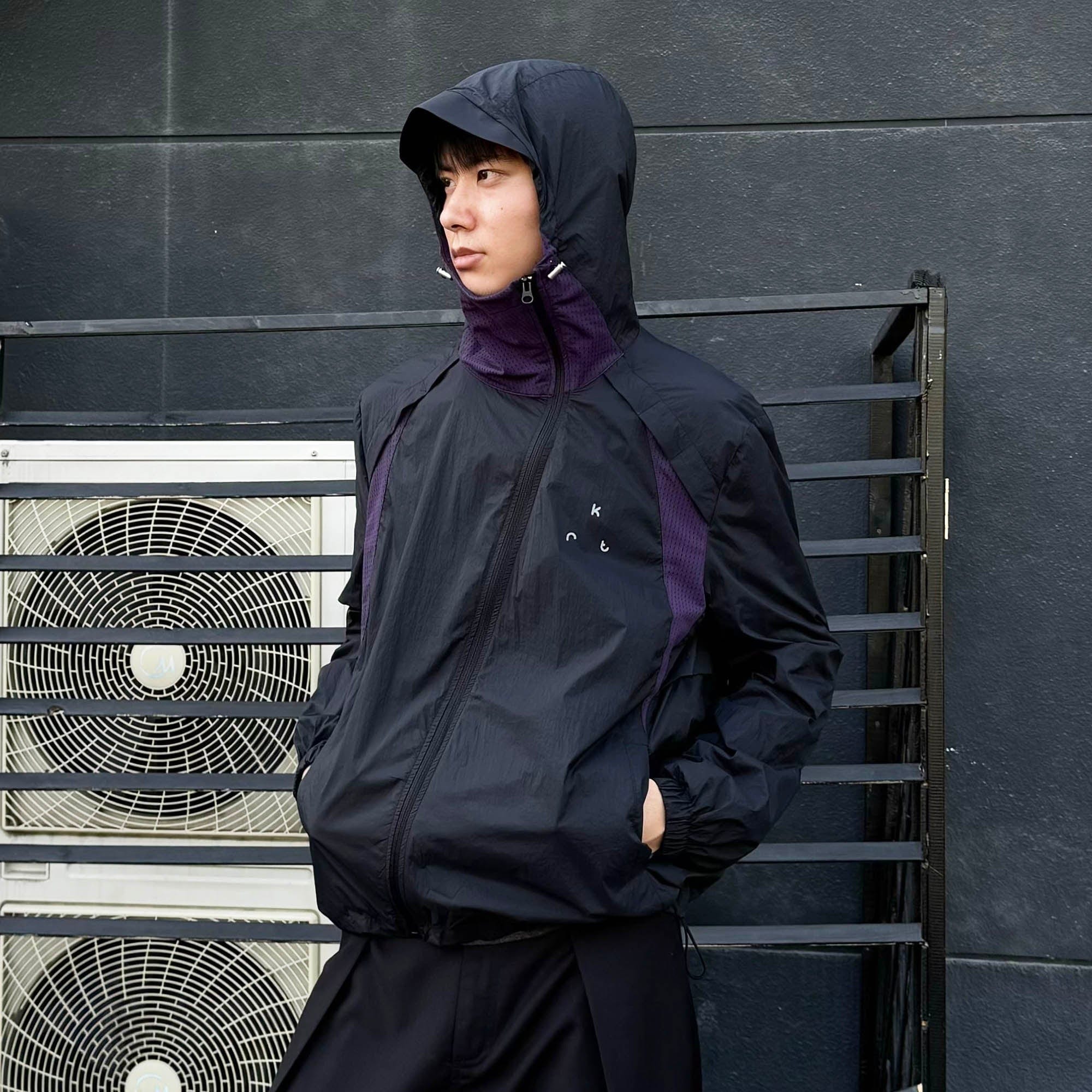 KREATE Asymmetrical Zip Mesh-Paneled UV Protection Hooded Jacket