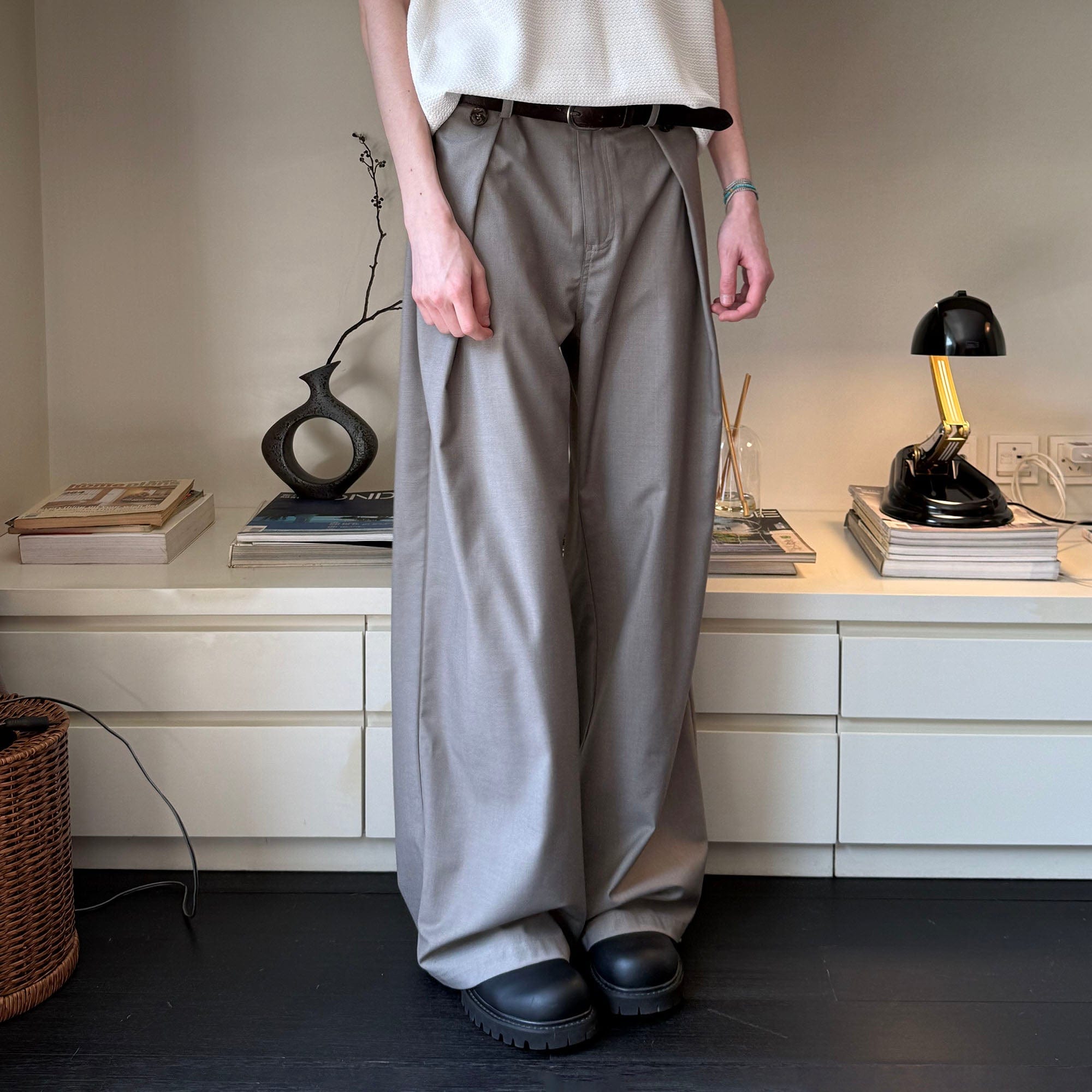 KREATE Inverted Pleats Wide-Leg Trousers