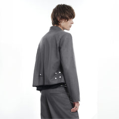 FACEONLAB Wool-Blended Cropped Uniform Blazer Gray