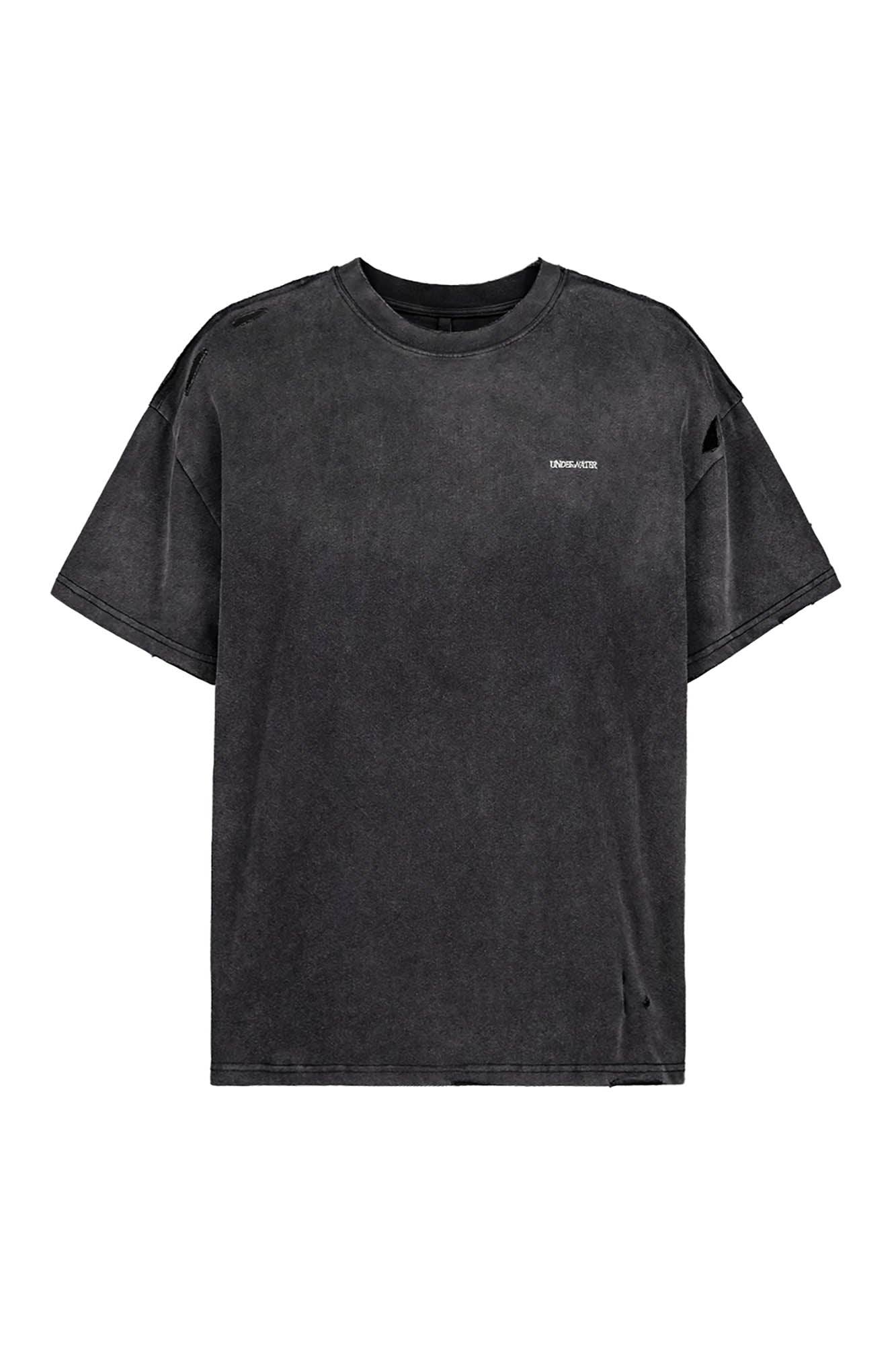 UNDERWATER Washed Ripped Gradient T-Shirt Black