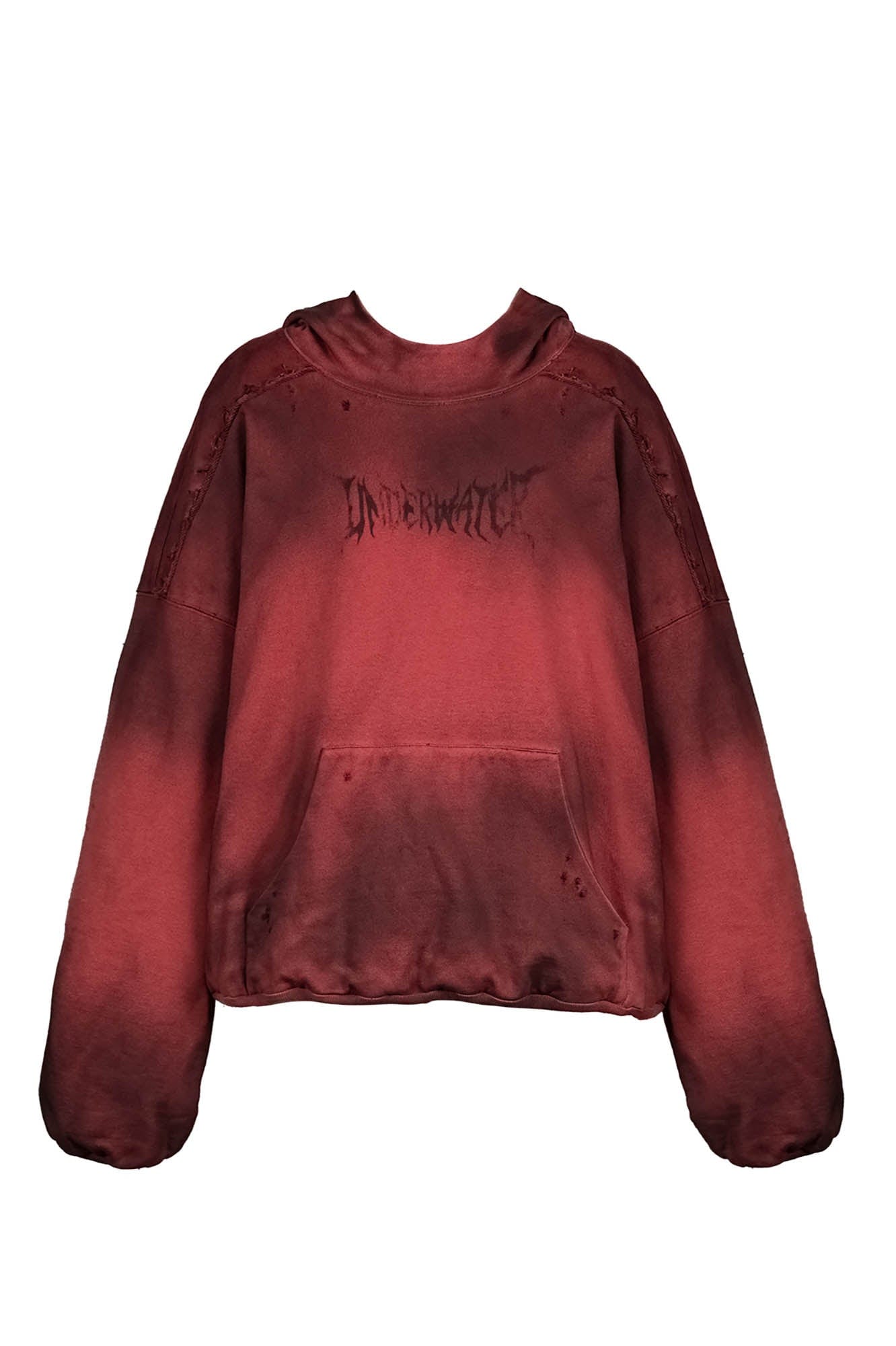 UNDERWATER Ashen Ember Distressed Elevated Hoodie Red