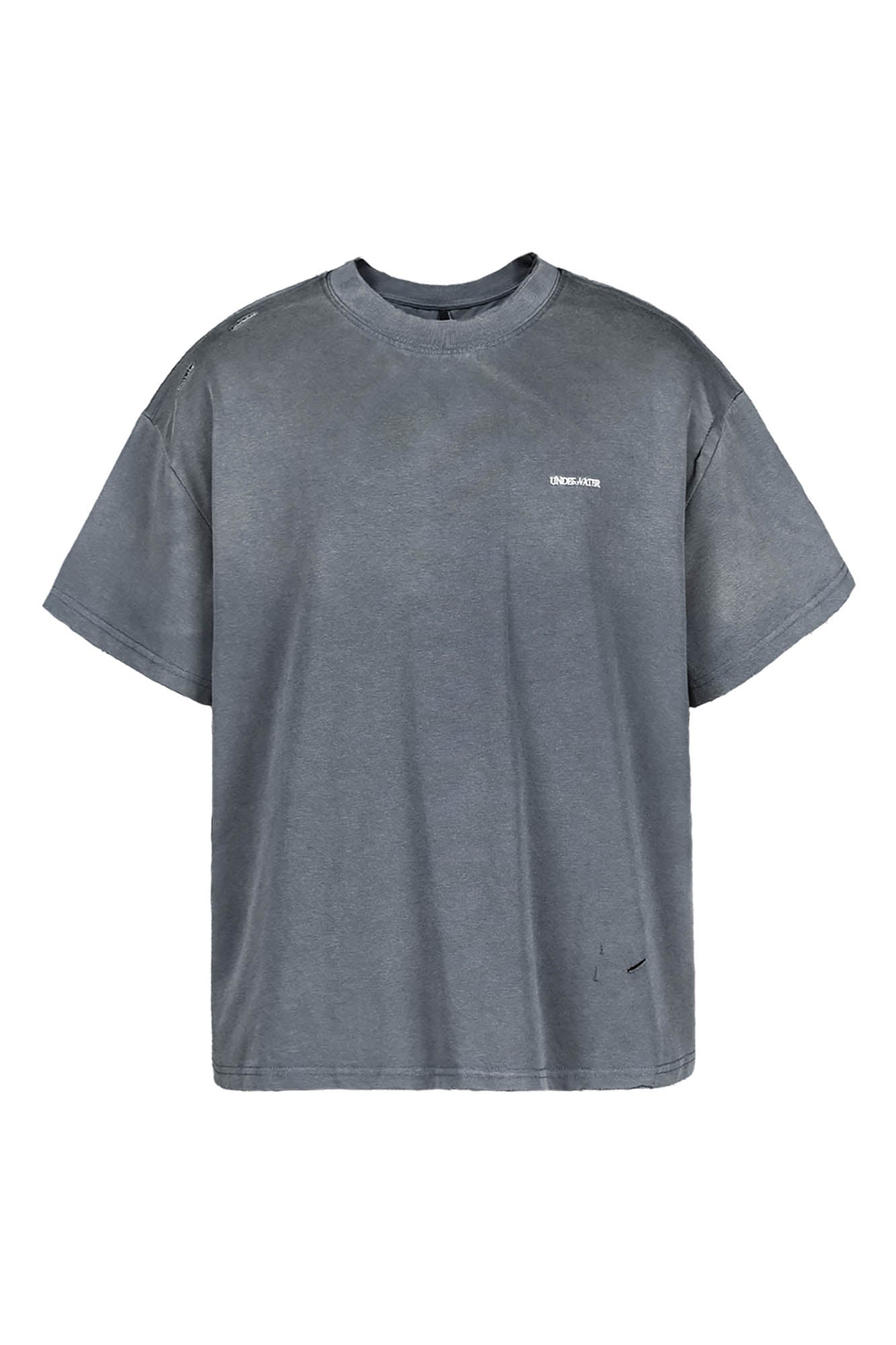 UNDERWATER Washed Ripped Gradient T-Shirt Blue