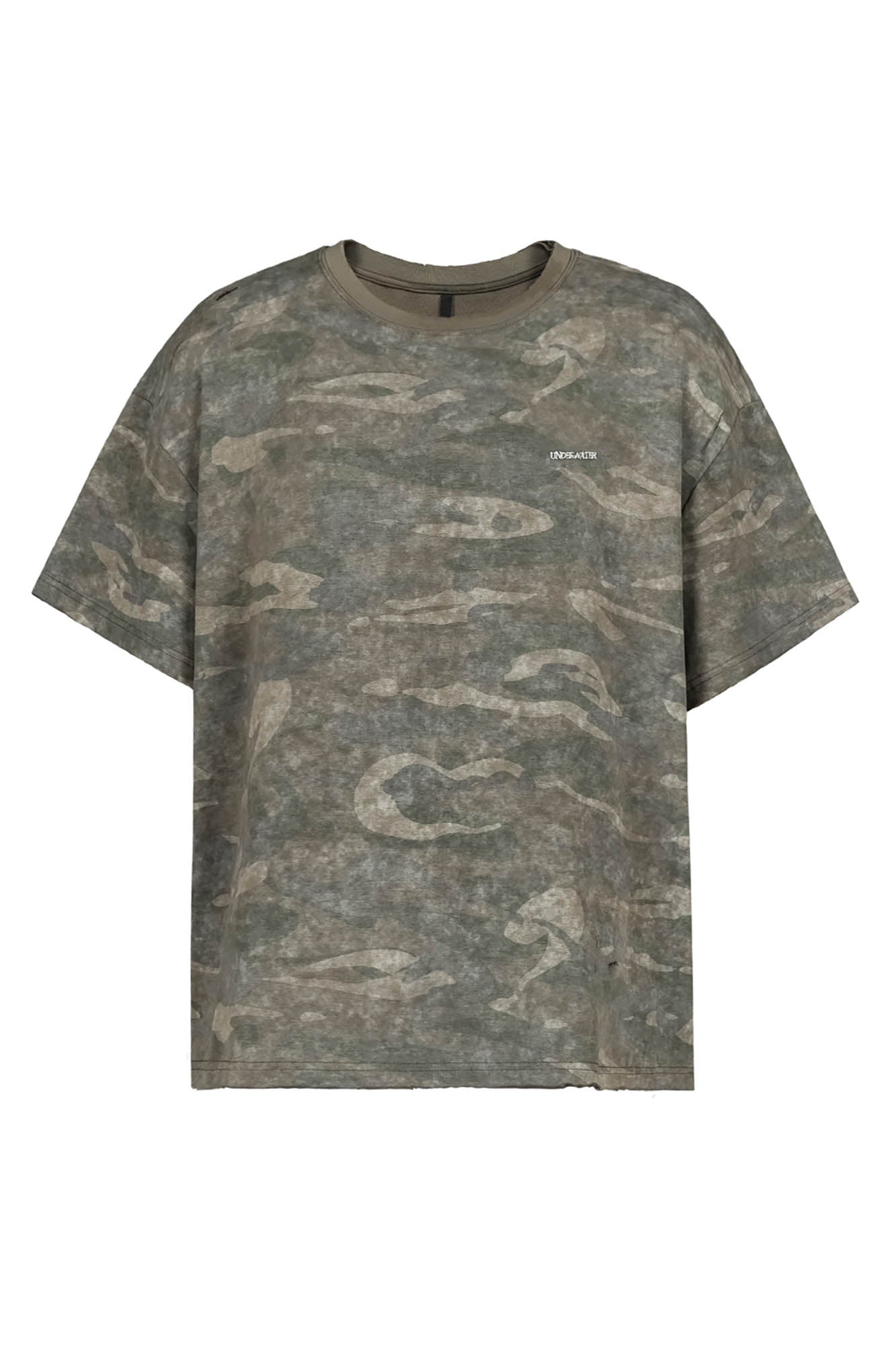 UNDERWATER Distressed Camo Oversized T-Shirt