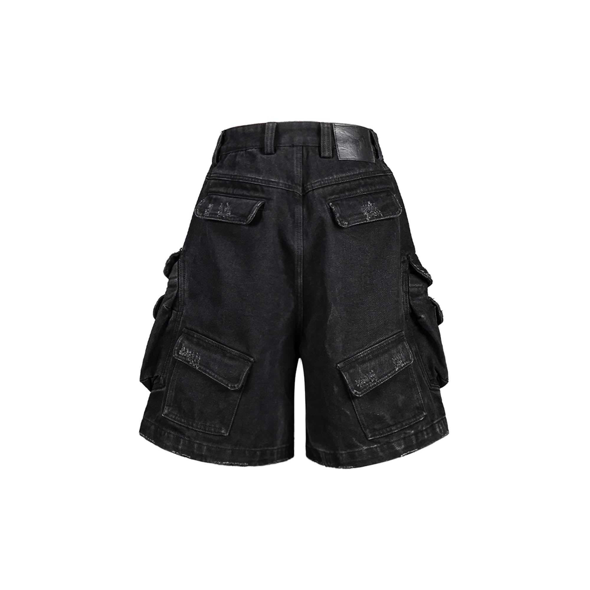 UNDERWATER Layered-Pocket Distressed Denim Shorts