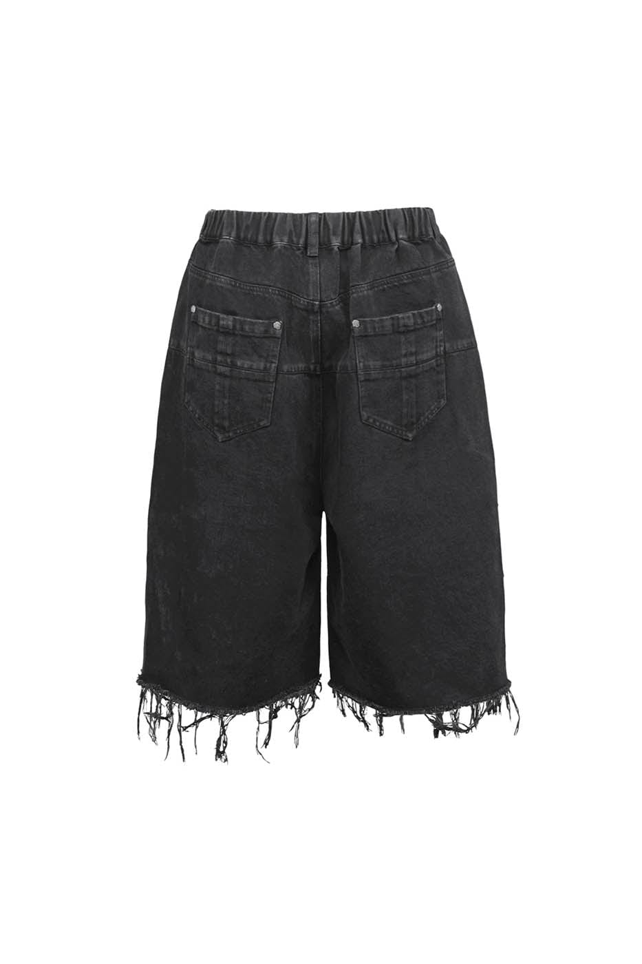 UNDERWATER Heavily Frayed Layered Denim Shorts