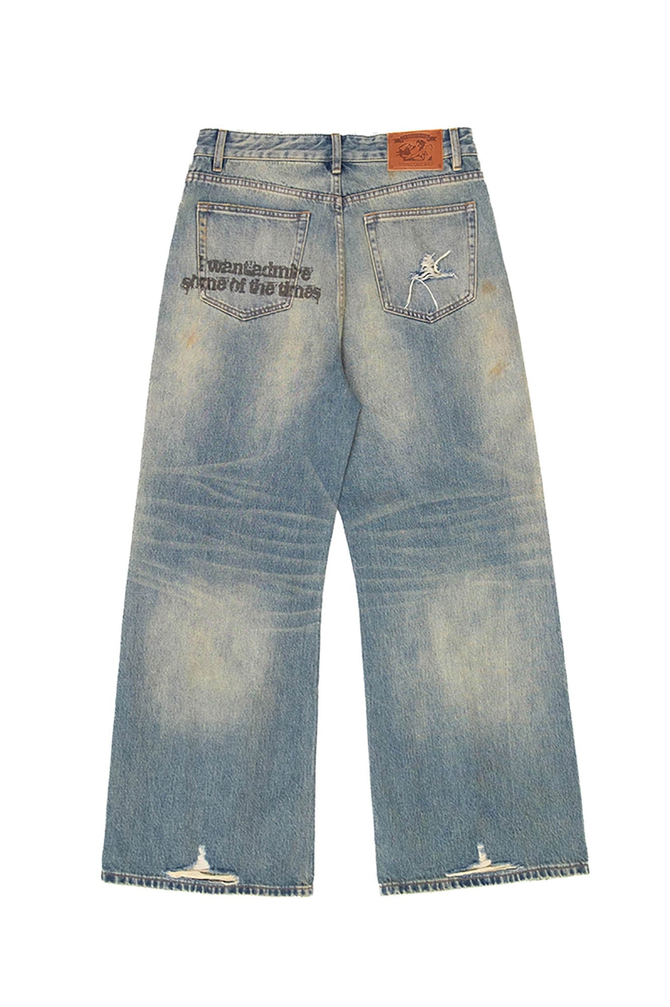 IN EXISTENCE Distressed Cut-Out Oversized Jeans