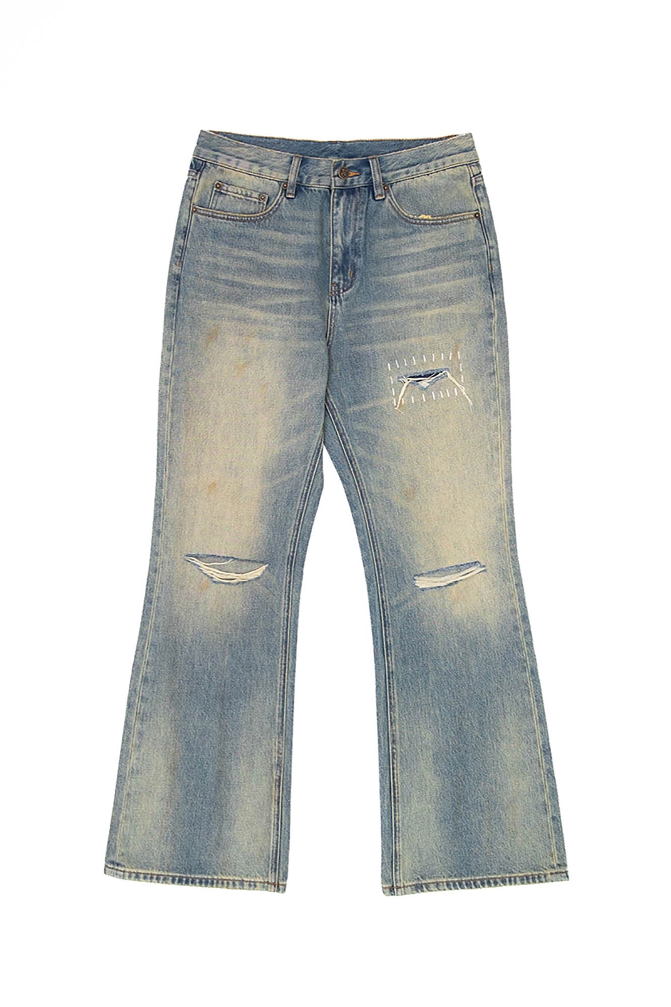 IN EXISTENCE Distressed Cut-Out Oversized Jeans