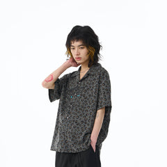EPIC POETRY Leopard Face Half Shirt Grey