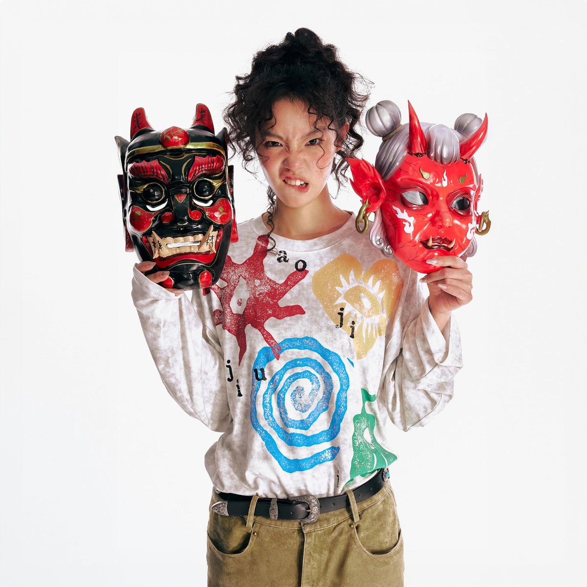 1997 POSTOFFICE Distressed Tribal Graphics Long-Sleeve Tee