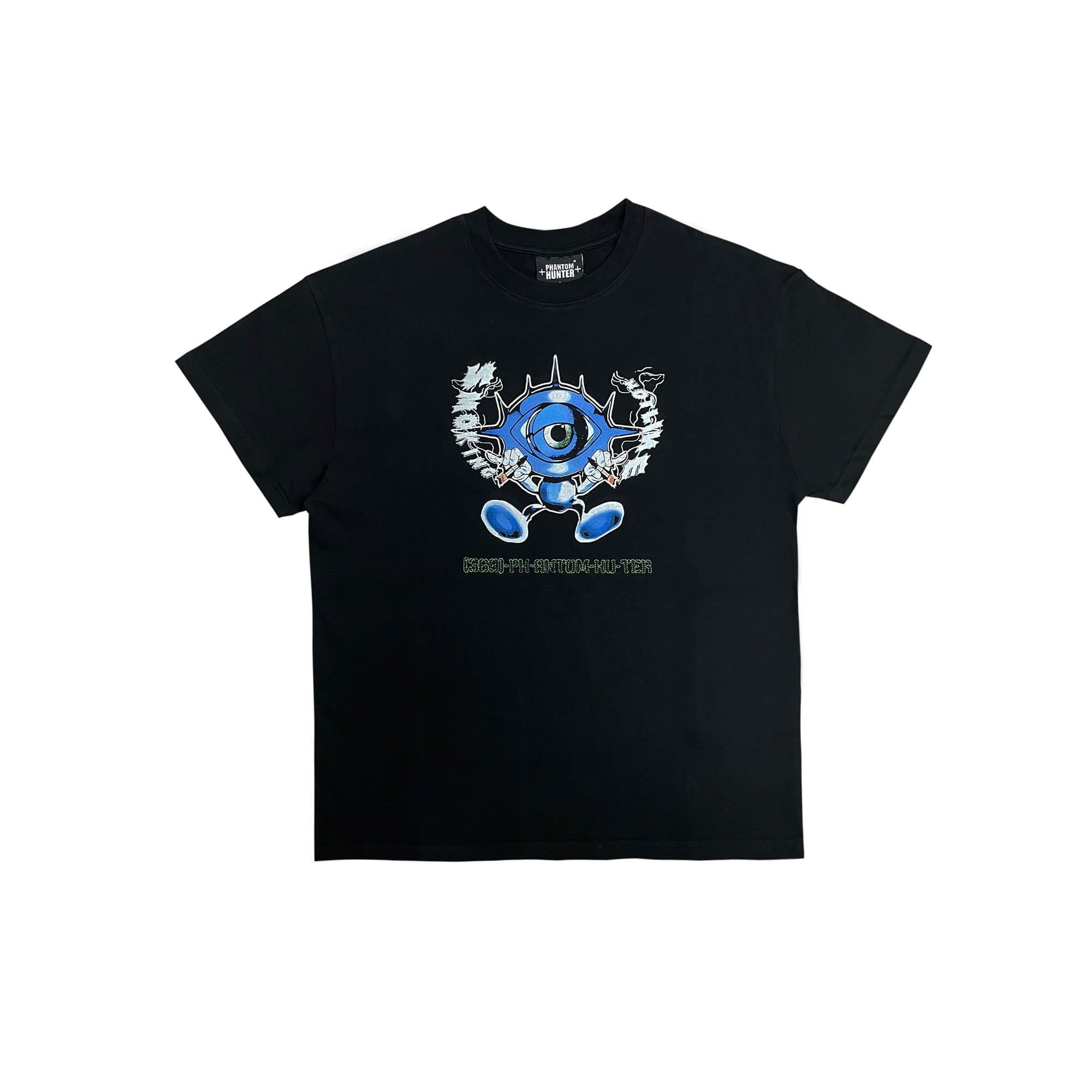 PHANTOMHUNTER Cartoon Eyeball Graphic Embroidered T-Shirt