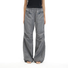 ARTIFICIAL WORLD Drawstring Zipper Pocket Parachute Pants