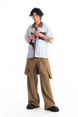 1997 POSTOFFICE Striped Panel Contrast Half Shirt